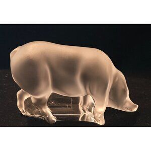 Lalique Crystal Pig with box and cert. Signed